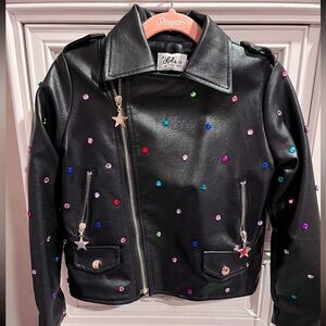 Lola and the Boys Faux Leather Jeweled Jacket
